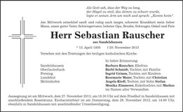 Traueranzeige Sebastian Rauscher