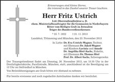 Traueranzeige Fritz Ustrich