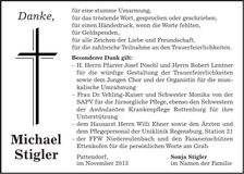 Traueranzeige Michael Stigler