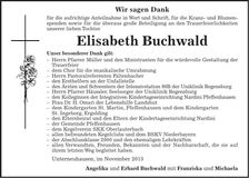 Traueranzeige Elisabeth Buchwald