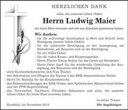Traueranzeige Ludwig Maier