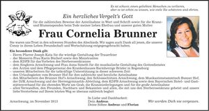 Traueranzeige Cornelia Brunner