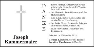 Traueranzeige Joseph Kammermaier