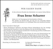 Traueranzeige Irene Scharrer