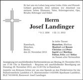 Traueranzeige Josef Landinger