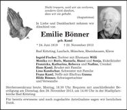 Traueranzeige Emilie Bönner