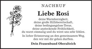Traueranzeige Rosi Kötterl