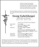 Traueranzeige Georg Gabelsberger