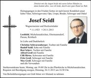 Traueranzeige Josef Seidl