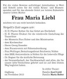 Traueranzeige Maria Liebl