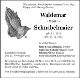 Traueranzeige Waldemar Schnabelmaier