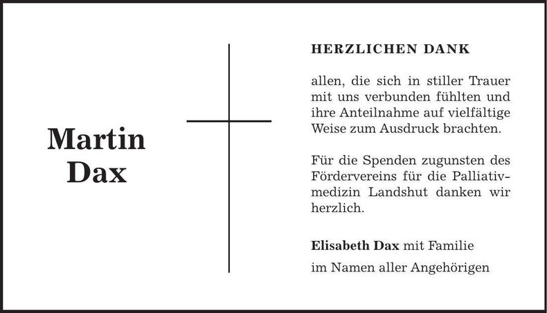 Traueranzeige Martin Dax
