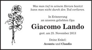 Traueranzeige Giacomo Lando