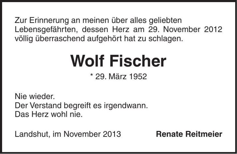 Traueranzeige Wolf Fischer