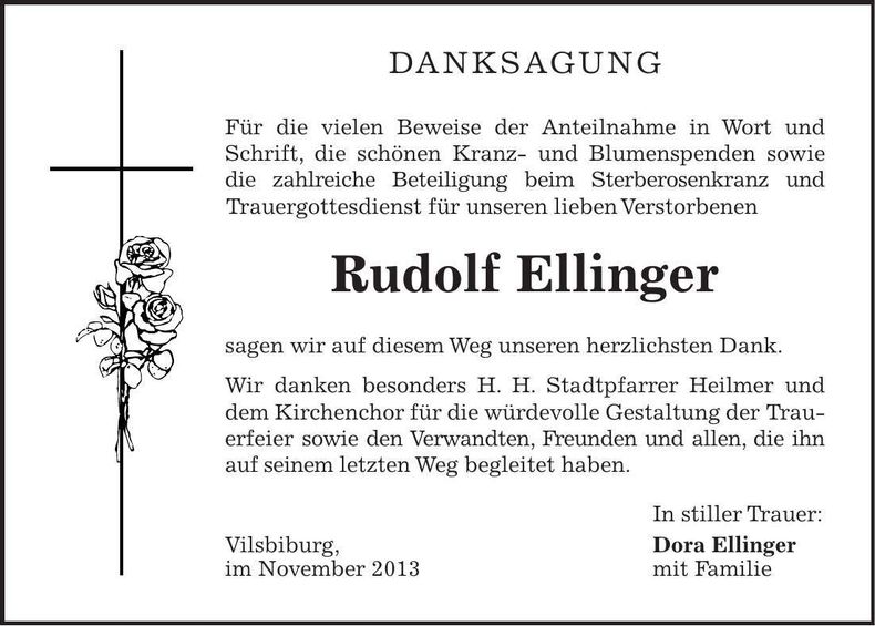 Traueranzeige Rudolf Ellinger