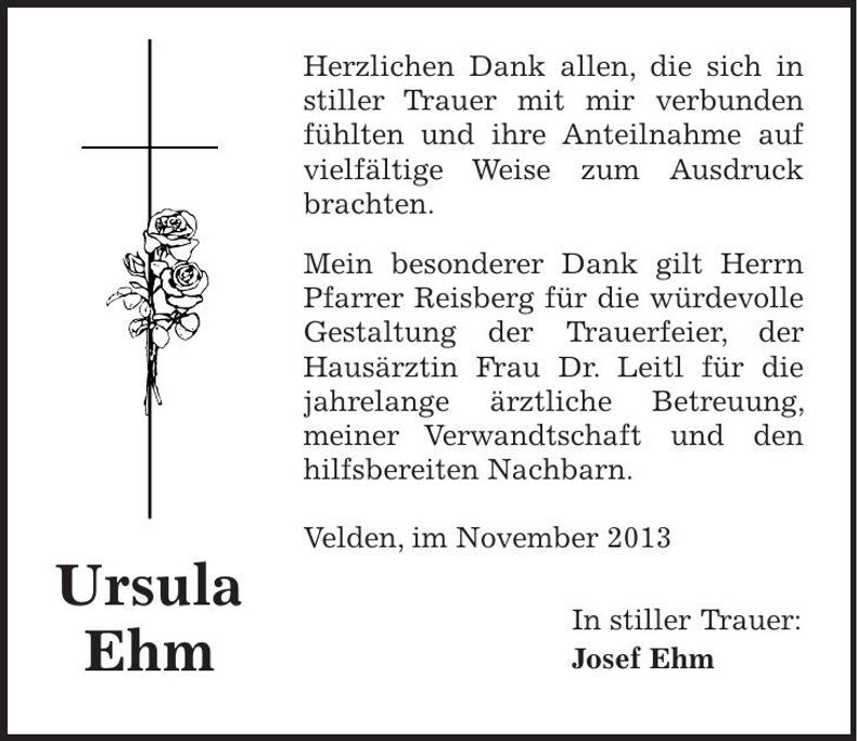 Traueranzeige Ursula Ehm