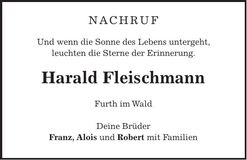 Traueranzeige Harald Fleischmann
