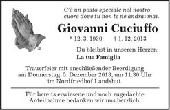 Traueranzeige Giovanni Cuciuffo