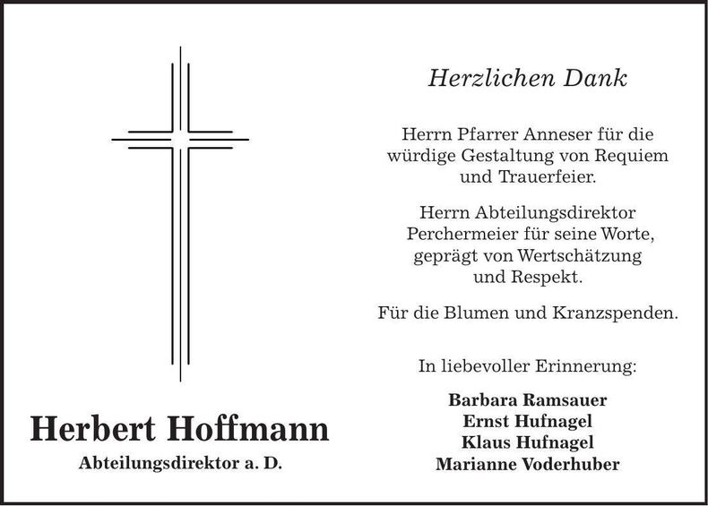 Traueranzeige Herbert Hoffmann