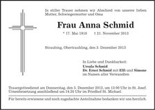 Traueranzeige Anna Schmid