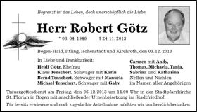 Traueranzeige Robert Götz