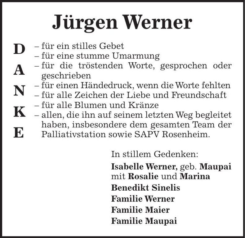 Traueranzeige Jürgen Werner