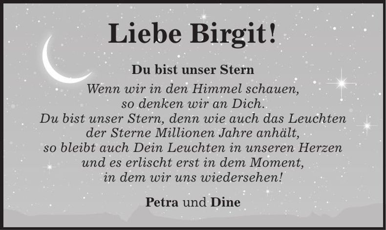 Traueranzeige Birgit Flieger