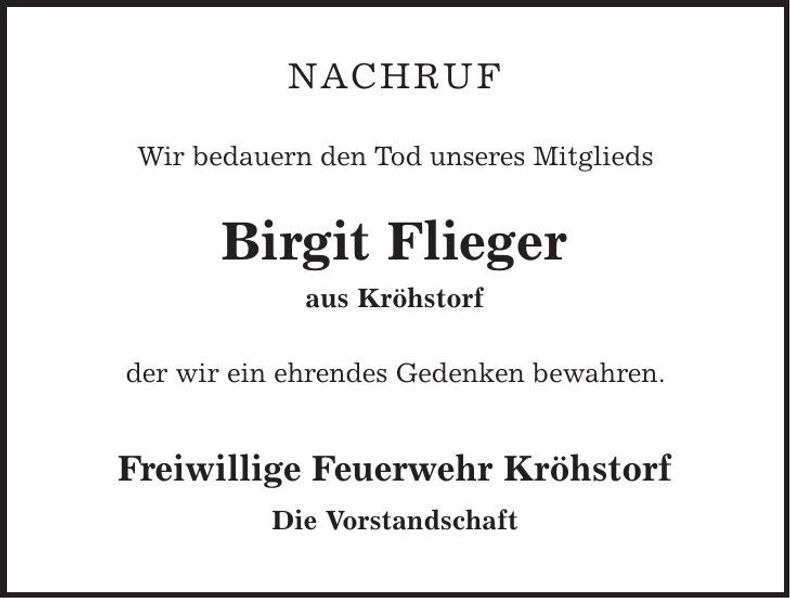 Traueranzeige Birgit Flieger
