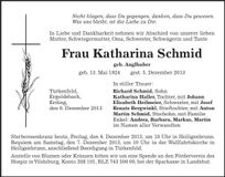 Traueranzeige Katharina Schmid
