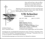 Traueranzeige Ulli Schreiter