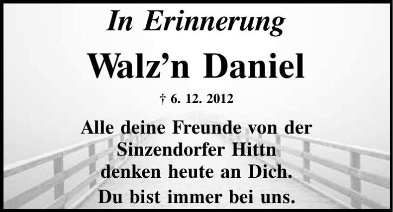 Traueranzeige Daniel Walz'n