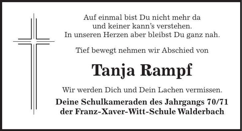 Traueranzeige Tanja Rampf