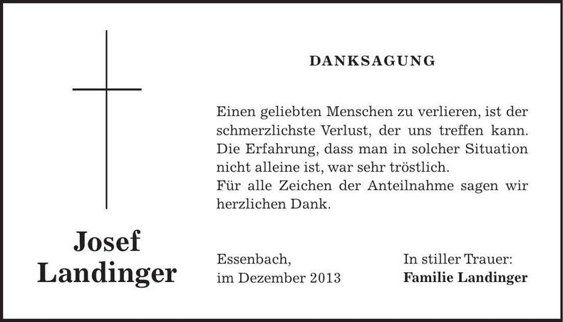 Traueranzeige Josef Landinger