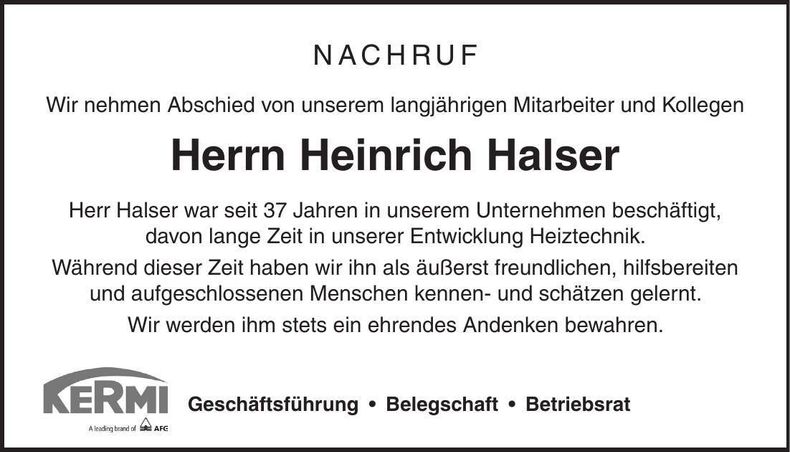 Traueranzeige Werner Feilmeier