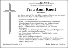 Traueranzeige Anni Knott