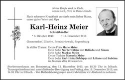 Traueranzeige Karl-Heinz Meier