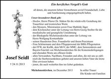 Traueranzeige Josef Seidl