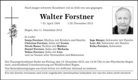 Traueranzeige Walter Forstner