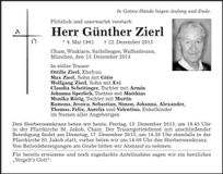 Traueranzeige Günther Zierl
