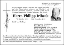 Traueranzeige Erna Irlbeck