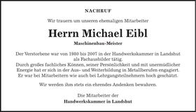 Traueranzeige Michael Eibl