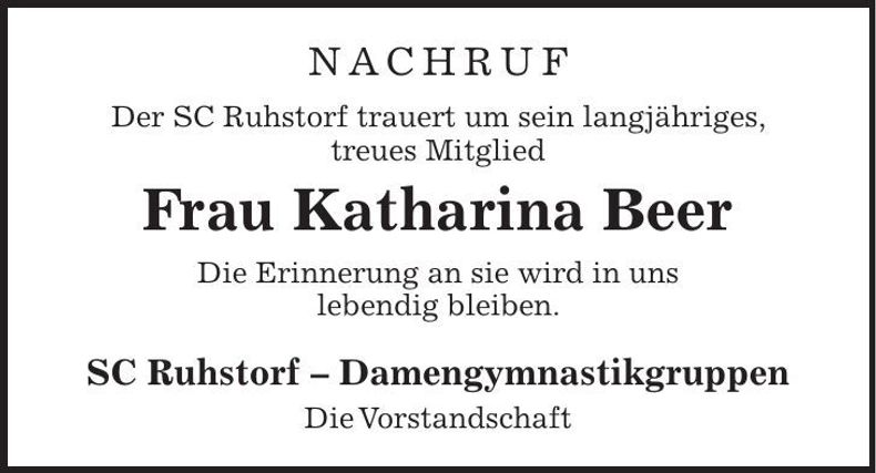 Traueranzeige Katharina Beer