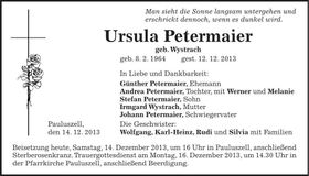 Traueranzeige Ursula Petermaier
