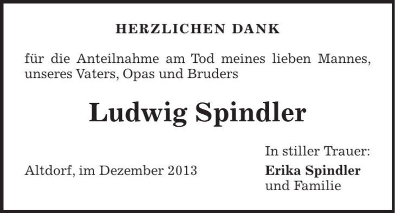 Traueranzeige Ludwig Spindler