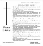 Traueranzeige Franz Häring