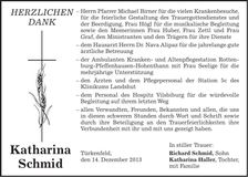 Traueranzeige Katharina Schmid