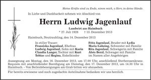 Traueranzeige Ludwig Jagenlauf