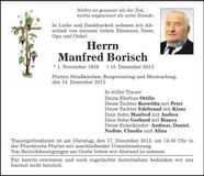 Traueranzeige Manfred Borisch