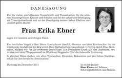 Traueranzeige Erika Ebner