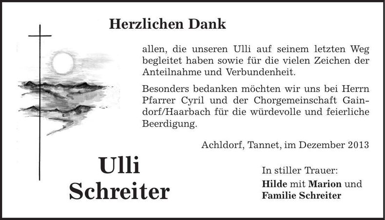 Traueranzeige Ulli Schreiter